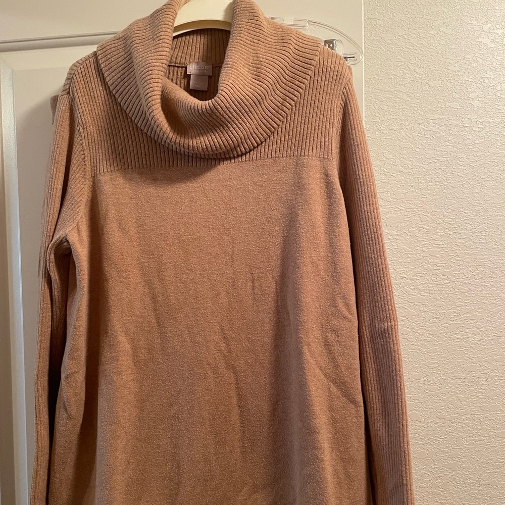 Chico's Tan Cowl Neck Sweater and Joggers. Chico’s Size 2